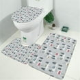thumbnail image 2 of Gray Christmas House and Tree Pattern Bathroom Rugs Sets 3 Piece,Toilet Cover Set,Absorbent Non Slip Bathroom Mats Sets with U-Shaped Contour Rug Toilet Rug Set, 2 of 5