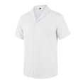 thumbnail image 2 of DPTALR Men's Textured Stripe Short Sleeve Shirt,Button Down Casual Beach Shirt with Chest Pocket ,White,Big Men's,Tall Men's XXL,Young Men's Shirts, 2 of 6