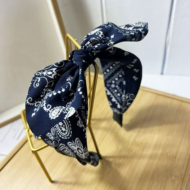 Diadema para mujer, otoño e invierno, con flores de anacardo, orejas de conejo, diadema ancha para mujer, diadema de tela anudada a presión
