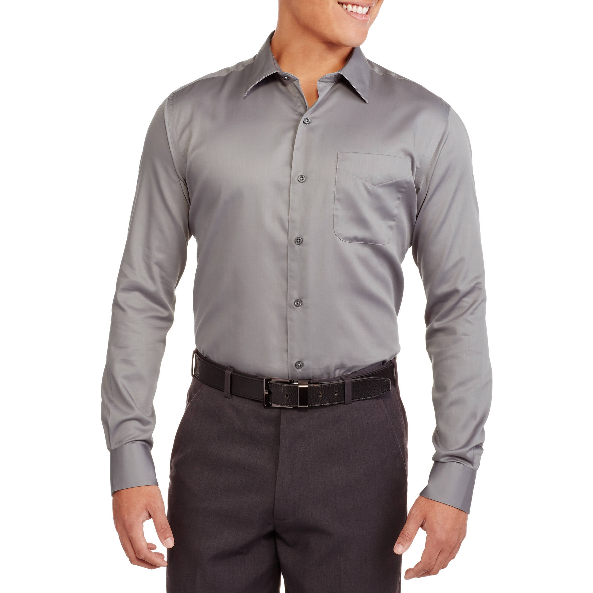 Men's Regular Fit Sateen Dress Shirt 