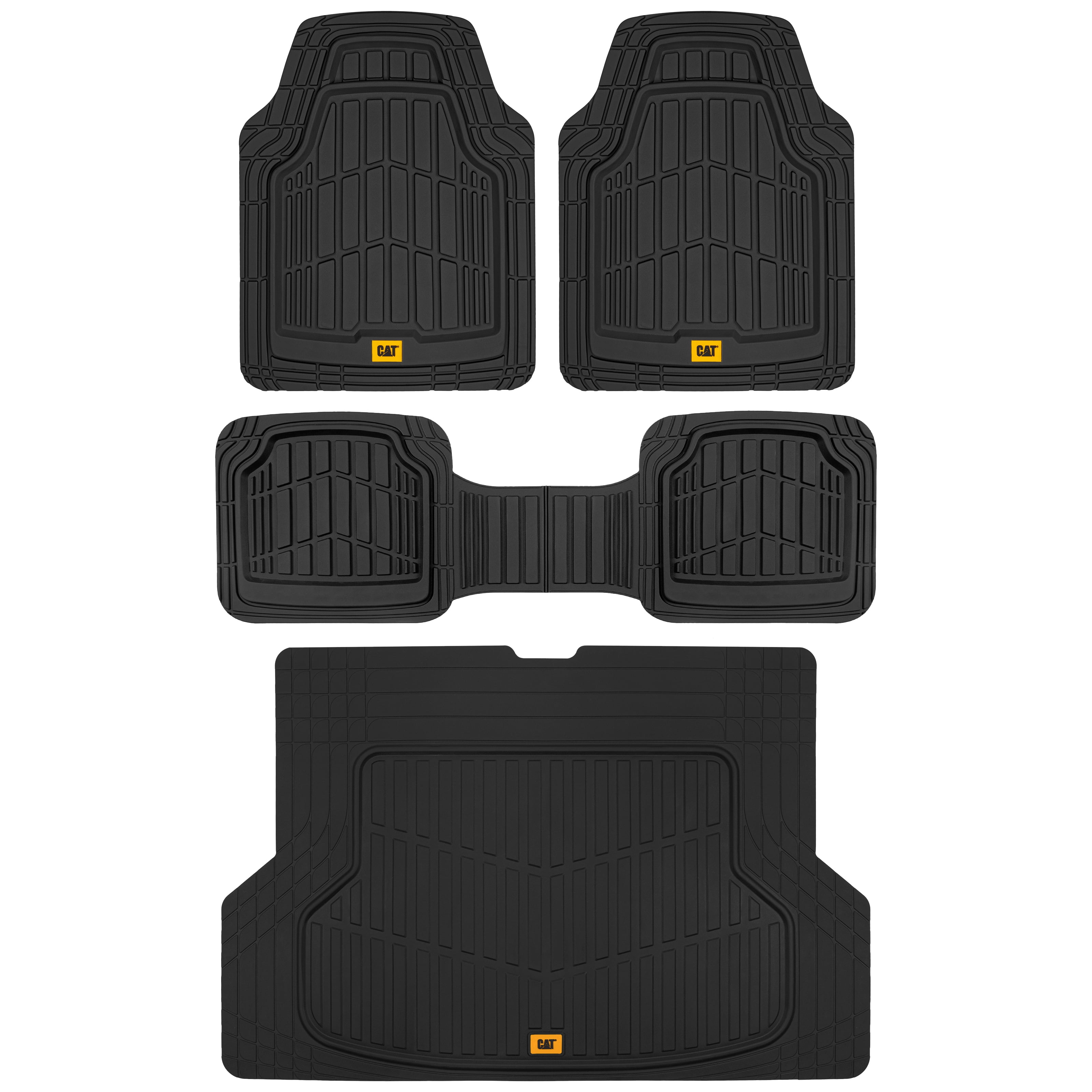 Caterpillar ToughRide HeavyDuty Rubber Floor Mats & Cargo Trunk Liner for Car SUV Van Sedan