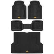 Caterpillar ToughRide Heavy-Duty Rubber Floor Mats & Cargo Trunk Liner for Car SUV Van Sedan, Black - Odorless Trim to Fit, All Weather Deep Dish Automotive Floor Mats, Total Dirt Protection