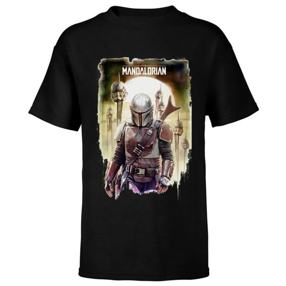 Star Wars The Mandalorian Conquer Poster - Short Sleeve T-Shirt for Kids - Customized-Black