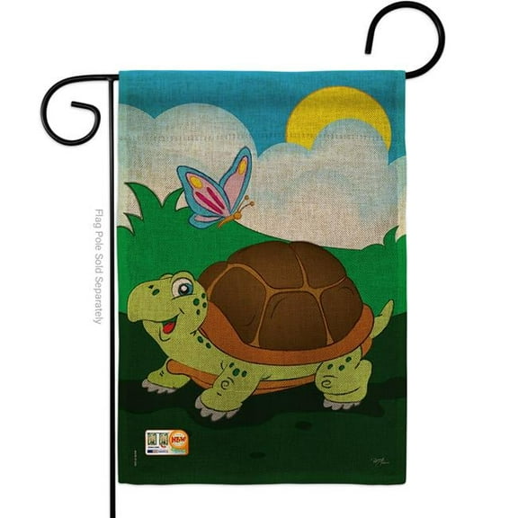 Breeze Decor BD-WL-G-110040-IP-DB-D-US09-BD 13 x 18.5 in. Turtle Burlap Nature Wildlife Impressions Decorative Vertical Double Sided Garden Flag