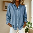 thumbnail image 6 of Otntypg Womens Striped Button Down Shirts Cotton Casual Dress Shirt Long Sleeve Collared Office Work Business Blouses Tops Blue XXL, 6 of 6