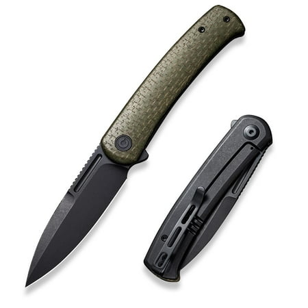 CIVIVI Cetos Folding Knife 3.48-in 14C28N Blade Spear Point with Coarse Micarta Scale Flipper Knife Frame Lock C21025B-3