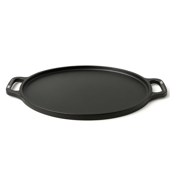 Cast Iron Griddle Pan (Tawa) 12-Inch  with Dual Handles, Pre-Seasoned Flat Skillet for Flatbreads, Pancakes, Crepes, Eggs, Durable Cookware for Gas, Electric
