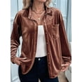 thumbnail image 4 of Women'S Winter Long Sleeve Velvet Cardigan Button Casual Tops Shirt Ladies Tops Coffee Brown XS, 4 of 8