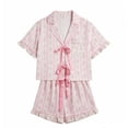 thumbnail image 5 of ibiyuan Short Sets Women 2 Piece Summer Vacation Beach Outfits Going Out Matching Clothes Cute Striped Tie Front Tops, 5 of 5