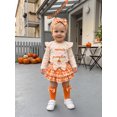 thumbnail image 6 of Loicainy Infant Baby Girl Halloween Outfit 3 6 9 12 18 Months Long Sleeve Romper Skort Headband Stockings Clothes Set, 6 of 9