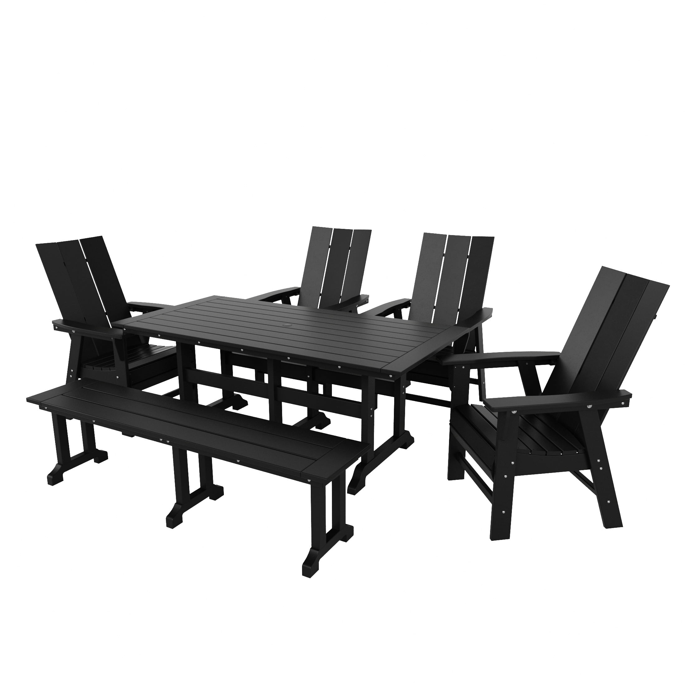 WestinTrends Ashore 6 Pieces Adirondack Patio Dining Set with Bench