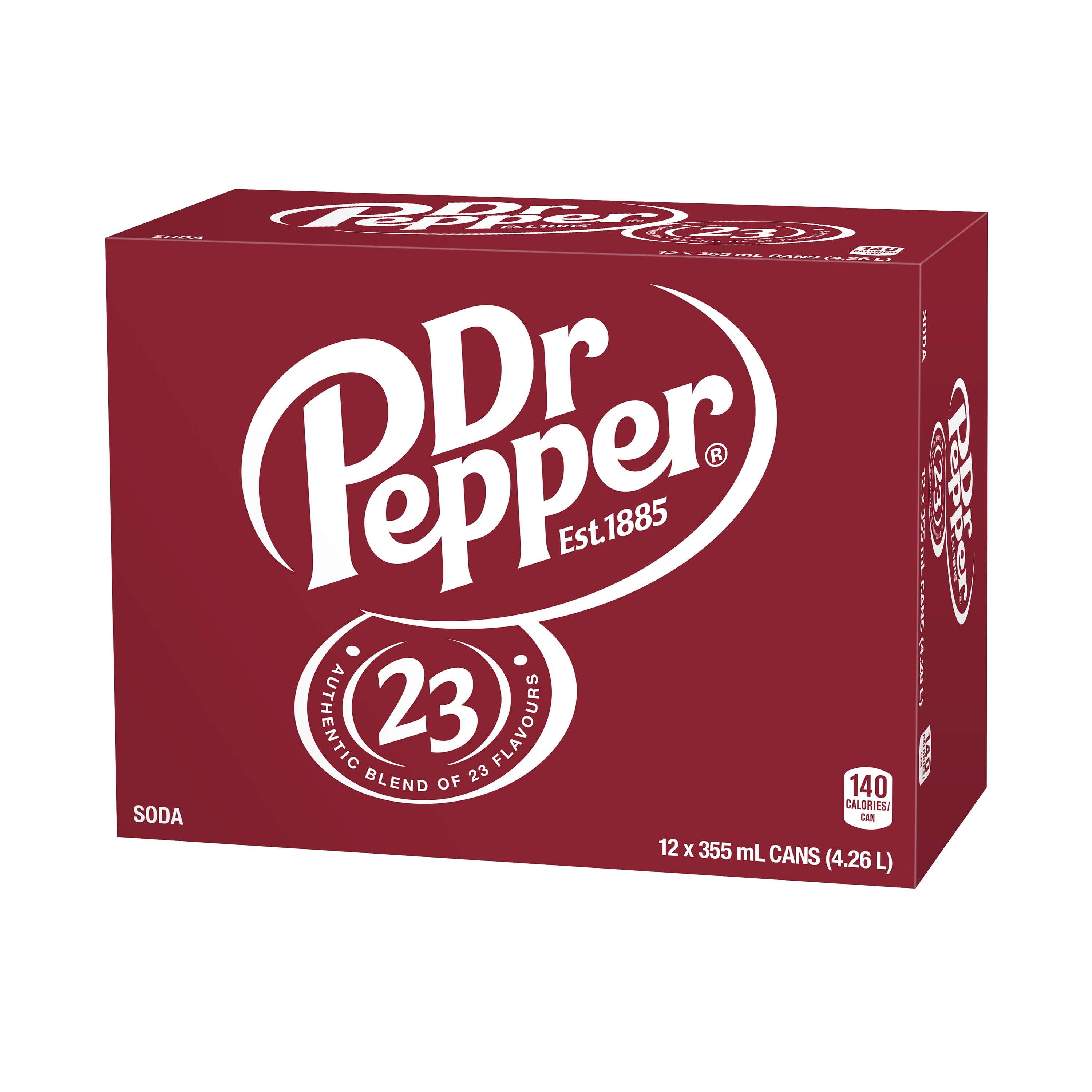 Dr Pepper Soda 12 x 355mL, Cans, 12x355mL