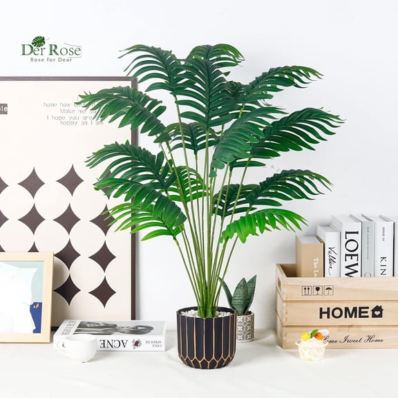 28" Fake Palm Tree Large Artificial Potted Monstera Plants Indoor for Home Porch  Living Room Bathroom Outdoor Decor