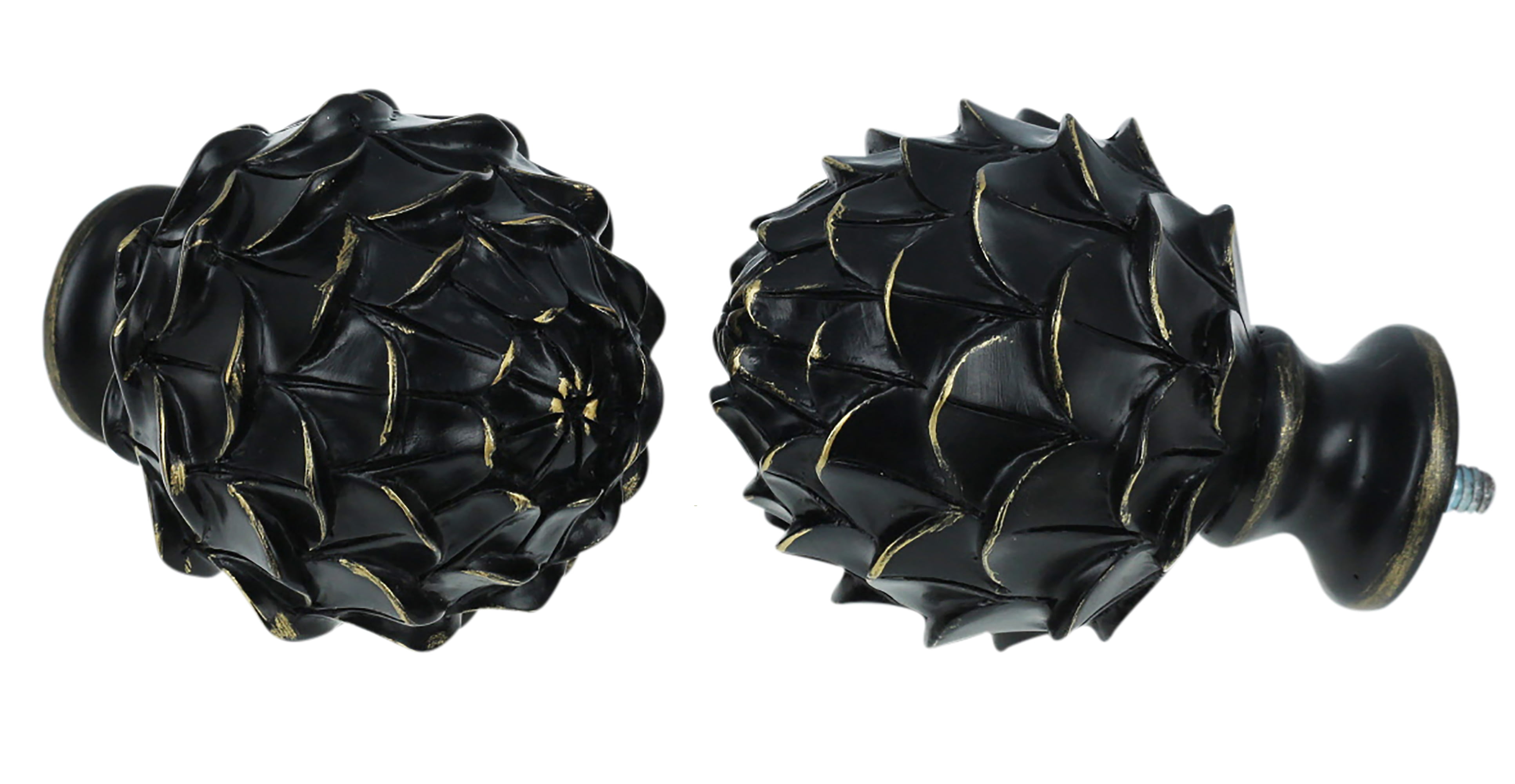 MERIVILLE 1-Inch Diameter Double Curtain Rod Set, 48–84 Inch Adjustable, Artichoke Finials, Black