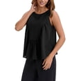 thumbnail image 4 of ATHLECHIC Womens Summer Peplum Tops Babydoll Tank Top Sleeveless Loose Fit Crewneck Casual Flowy Shirts L Black, 4 of 5