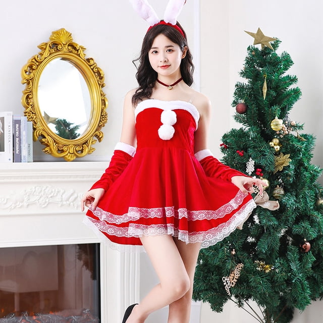 Vestido de Navidad para mujer, disfraz sexy de Navidad para adultos, disfraz de Papá Noel con ropa roja, disfraz de actuación