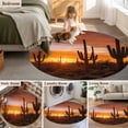 thumbnail image 5 of Round Rug 6Ft Washable Non-Slip, Western Cactus Sunset Circle Area Rugs for Living Room Bedroom, Modern Abstract Art Retro Indoor Floor Mats Carpet Runner for Home Decor Aesthetic, 5 of 8