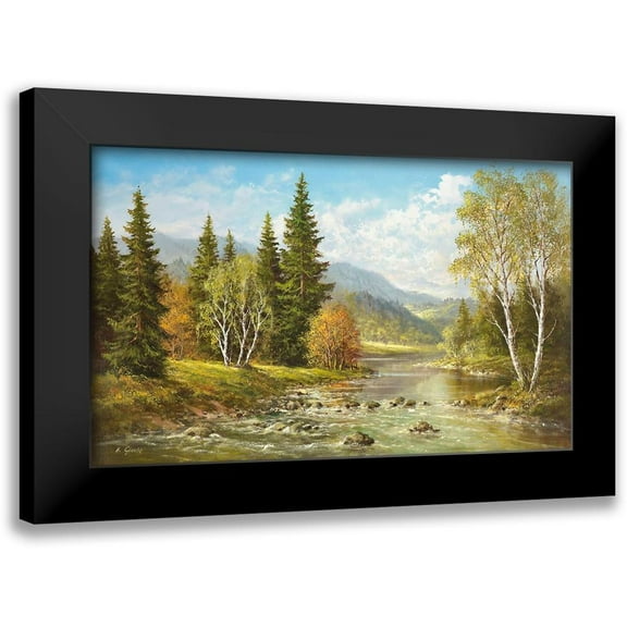 Glassl, Helmut 14x10 Black Modern Framed Museum Art Print Titled - RIVER TISA BY RACHOV