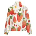 thumbnail image 6 of Jackets for Women Winter Coat Jackets Flannel Stand Collar Jacket(Strawberry Fruit Watercolor,Size:S-4XL), 6 of 7