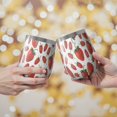 thumbnail image 2 of 12oz Stemless Wine Tumblers Strawberry Plants Fruit White Pattern Vacuum Insulated Stainless Steel Travel Tumbler Cups Mug with Lid and Straw for Champaign,Cocktail,Beer with Cleaning Brush, 2 of 5