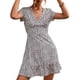 thumbnail image 3 of Vestido con escote en V, vestido de verano con escote en V, vestido floral, mini vestido de flores, rendimiento inigualable, 3 of 6