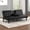 Black + Engineered Wood + Foam + Leather + Contemporary + 2 Seat, variant on Contemporary Style Futon Sofa Bed Black Finish Built In USB Chargers Biscuit Tufting Seat And Back Back Seat Drop Down Table With Cup Holder Easily Convert To Bed