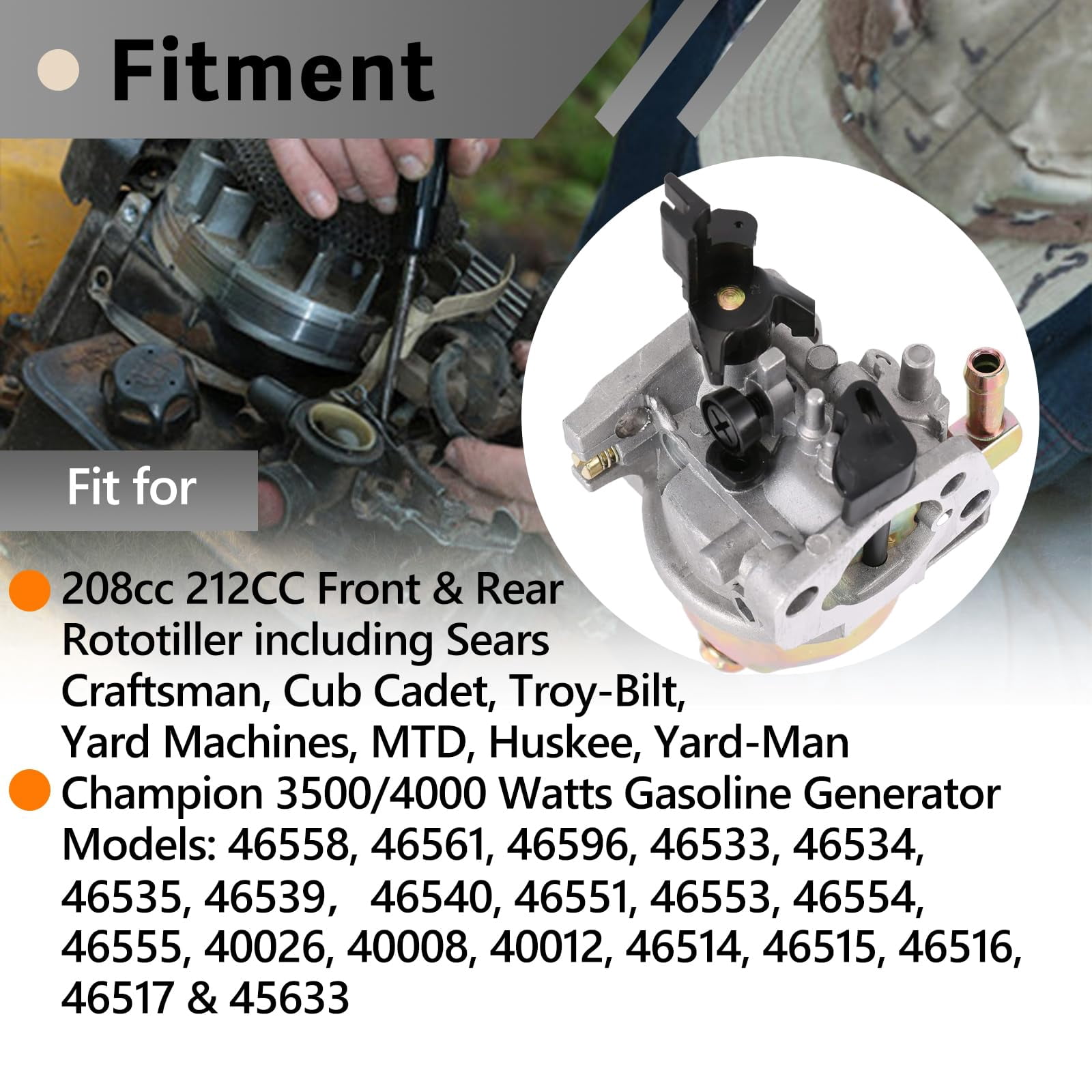 Carburetor for Cub Cadet Craftsman Troy Bilt MTD OHV 208cc 212cc 196cc Engine Tiller Lawn Mower Pressure Washer Parts Replace 951-12785 951-10797 951-12124 951-14013
