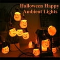 thumbnail image 5 of Halloween Pumpkin String Lights, Jack O Lantern Pumpkin LED Decorative String with Witch Hat Design, 20 Lights 3M Length for Party Home Porch Decor, 5 of 8