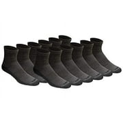 Dickies Men's Dri-tech Moisture Control Quarter Socks Multipack, Charcoal (12 Pairs), Shoe Size: 6-12