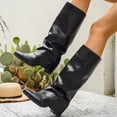thumbnail image 6 of Fnooota Women's Knee High Boots, PU Non Slip Pointed Toe Pull On Fall Winter Shoes Black Size 6, 6 of 8