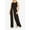 Off-White, variant on Adrianna Papell Boat Neck Sleeveless Back Zipper Jumpsuit Color: BLACK IVORY, Size: 14W