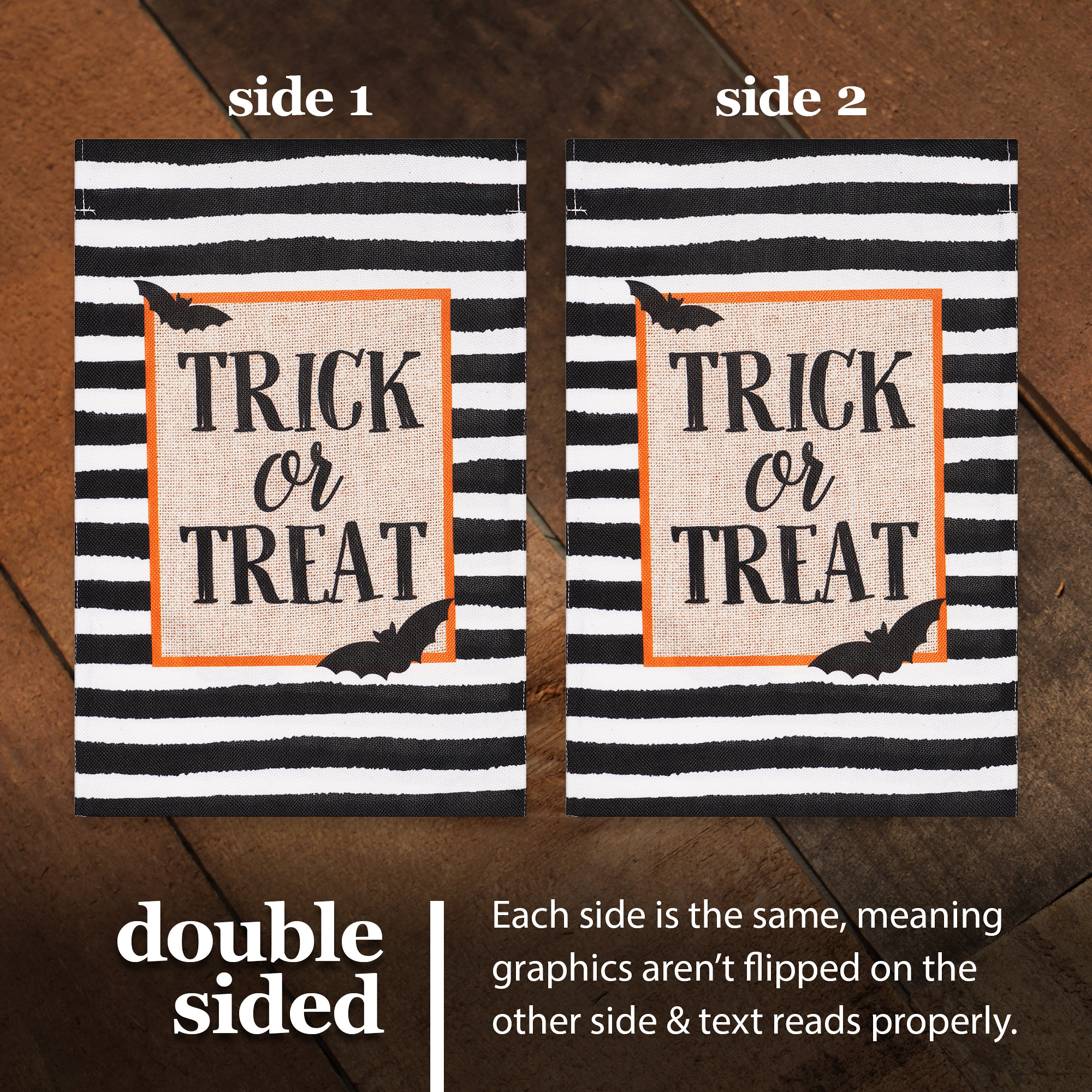 G128 Double-Sided Halloween Set Garden Flag 12x18" with 36x16" Flag Holder Stand Outdoor Porch Lawn