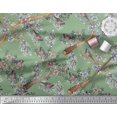 thumbnail image 2 of Soimoi Green Cotton Duck Fabric Blue Floral & American Robin Bird Fabric Prints by Yard 42 Inch Wide, 2 of 3