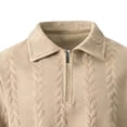 thumbnail image 4 of Men's Vintage Jacquard Knit Shirts Casual Short Sleeve Quarter Zip Collared Golf T-Shirts Summer Modern Fit Old Money Style Lightweight Breathable Beach Vacation Tops, 4 of 7