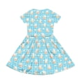 thumbnail image 4 of yuCgh Easter Dress for Girls, Floral Print Short Sleeve Summer Dress with Pocket, Casual Party Dress for Easter Day & Spring Season,Light Blue 120, 4 of 5