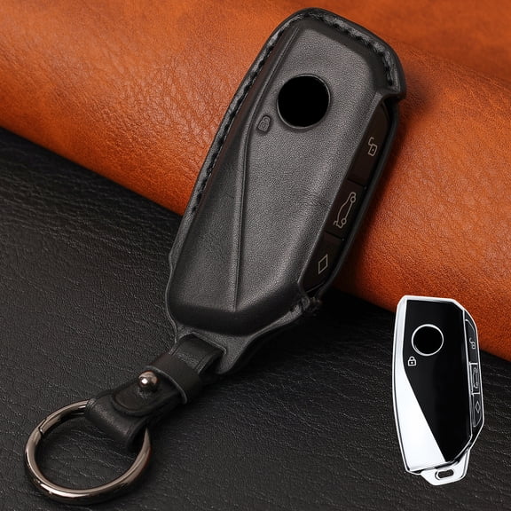 DON'T TOUCH MY KEY 3 Button Genuine Leather Key Ring Case Cover Protect for Bmw X7 G07 7 Series Xm