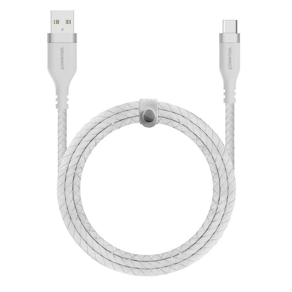 Liquipel Powertek USB-A to USB-C Woven Cable - White