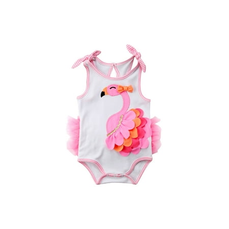 

Youweixiong Infant Baby Girls Summer One Piece Swimsuit Flamingo Bathing Suit Swimwear Ruffled Sleeveless Beach Wear
