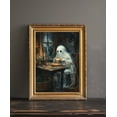 thumbnail image 3 of Ghost Eating Pizza Print Spooky Art Dark Academia Whimsical Decor Gothic Home Decor Antique Illustration Halloween Poster Rustic Vintage, Matte Canvas Stretched, Posters & Art Prints, Gift., 3 of 4