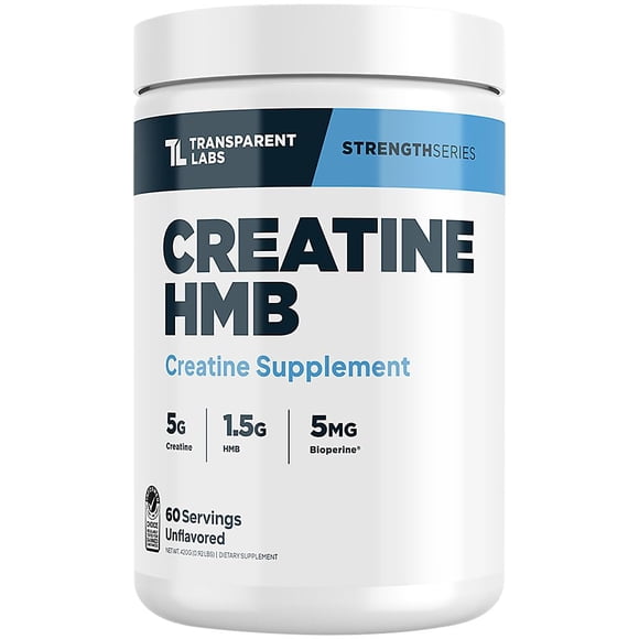 Suplemento de creatina HMB sin sabor de Transparent Labs, 60 dosis