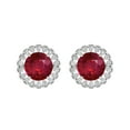 thumbnail image 2 of V3 Jewelry® 925 Sterling Silver with Ruby and White Topaz Halo Stud Earrings, 2 of 4