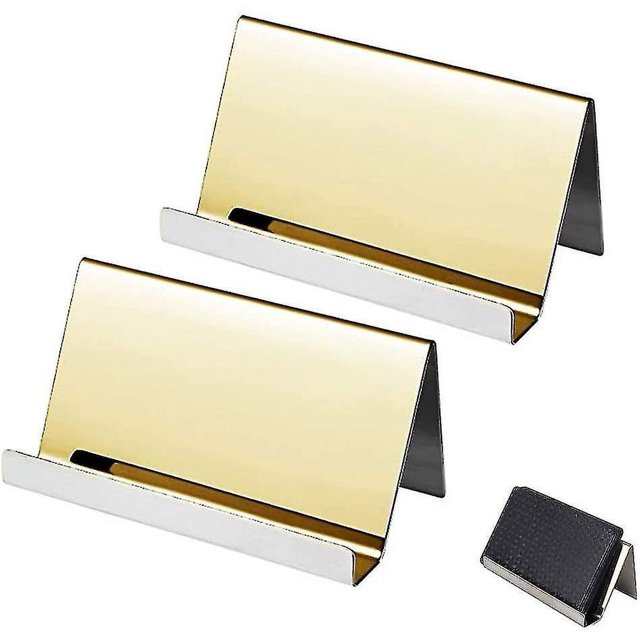 Soporte para tarjetas de visita de acero inoxidable, soporte de exhibición para tarjetas, acero inoxidable duradero, 2 uds.