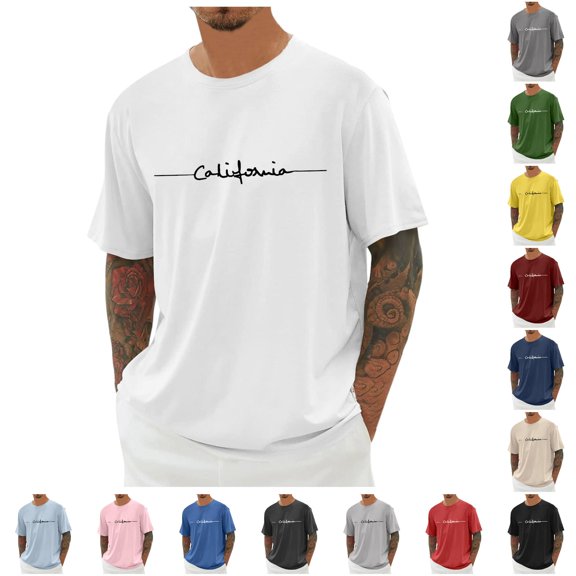 NinXxx Men's Oversized City Print Crew Neck Loose Casual Sports Tee White XS