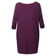 thumbnail image 3 of A2Y Women's Oversized Crew Neck 3/4 Sleeve Side Pockets Drop Shoulder Boxy Top Dark Plum 3XL, 3 of 6