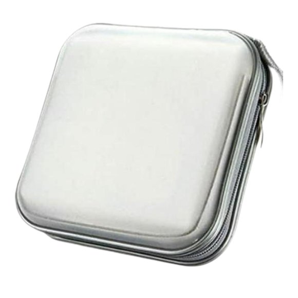 HILABEE CD Case Hard Zipper Household 40 Capacity CD Case Holder for Travel Home Car White