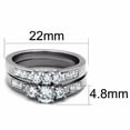 thumbnail image 7 of Three-Stone Type 5x5mm Round CZ Stainless Steel Twins Wedding Ring Set - Size 10, 7 of 7