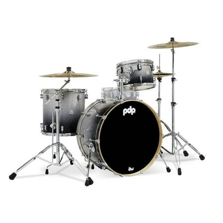 PDP PDCM24RKSB Concept Maple Drum Set, Silver & Black Fade - 3 Piece