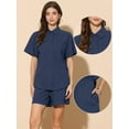thumbnail image 2 of DARING DIVA 2 Pcs Women's Cotton Button Down Shirt Lounge Beach Short Sets XL Dark Blue, 2 of 6