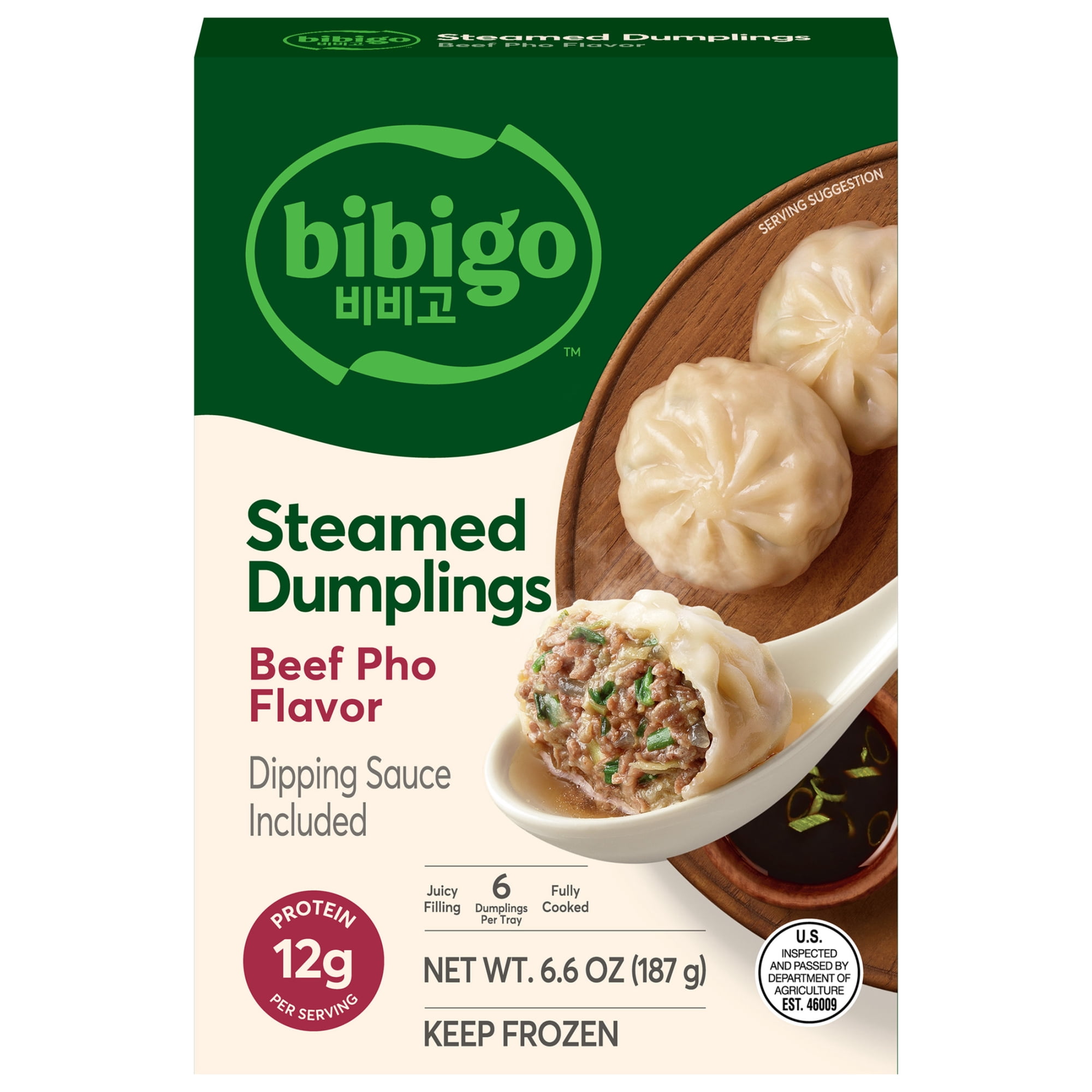Bibigo Frozen Beef Pho Steamed Dumplings, 6.59 oz