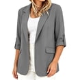 thumbnail image 6 of ClodeEU Women's Lapel Collar Single Button 3/4 Sleeve Blazer,Casual Office Short Suit Jacket Gray,Women's Plus S, 6 of 8